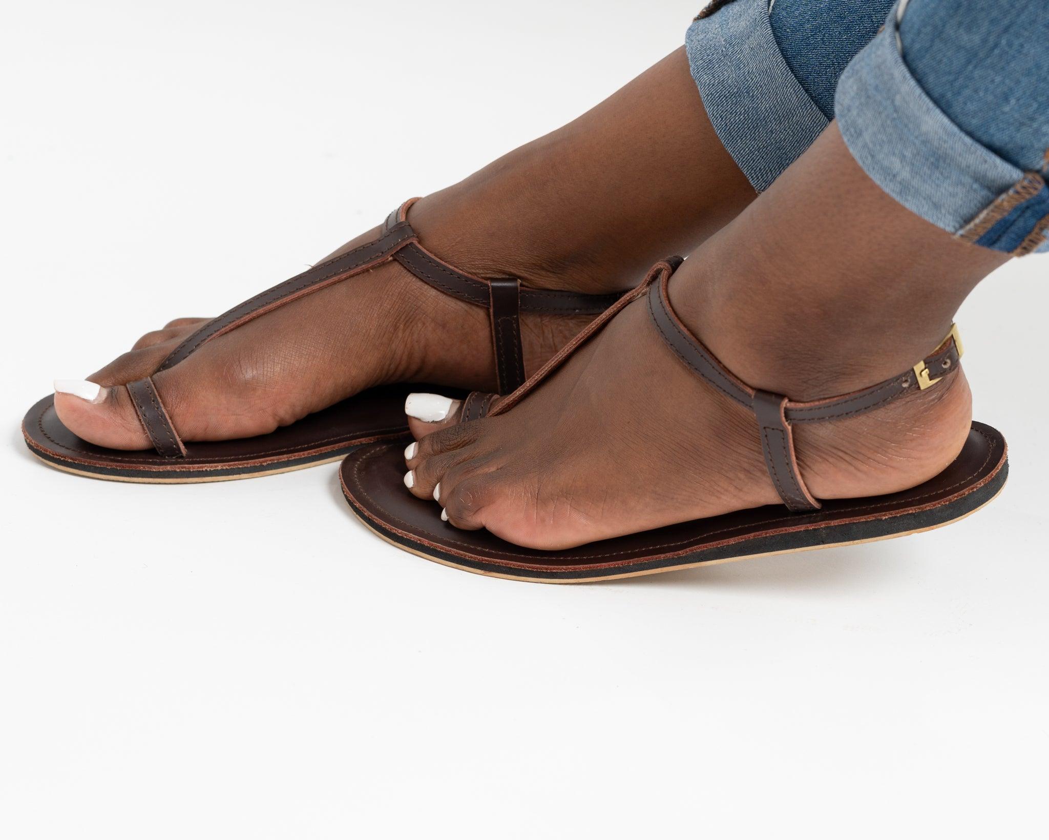 Nadi Sandals in DARK BROWN - Ikojn